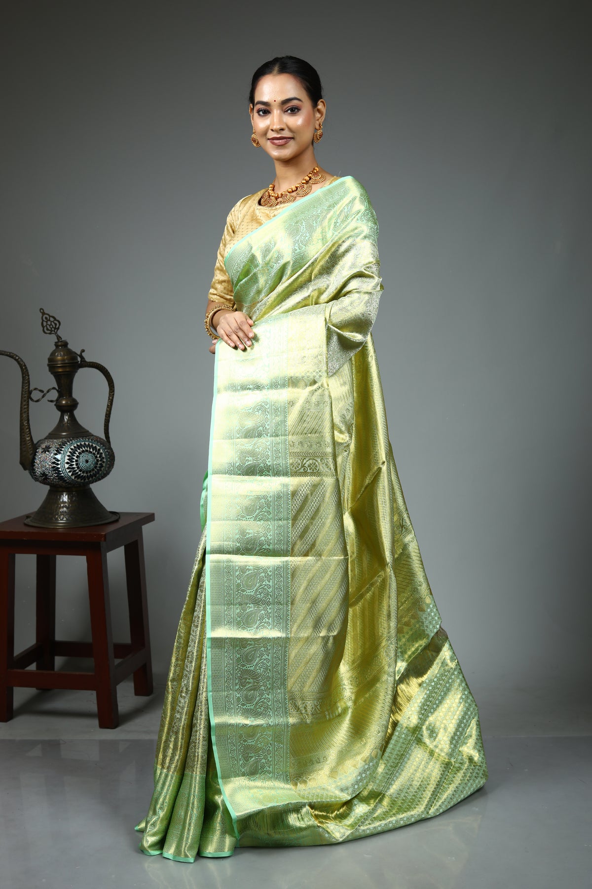 Green Tissue Kanjivaram Saree