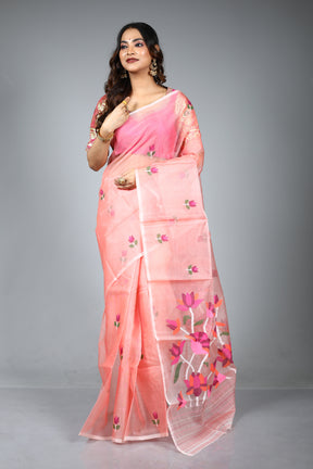 Pink Pure Muslin Saree