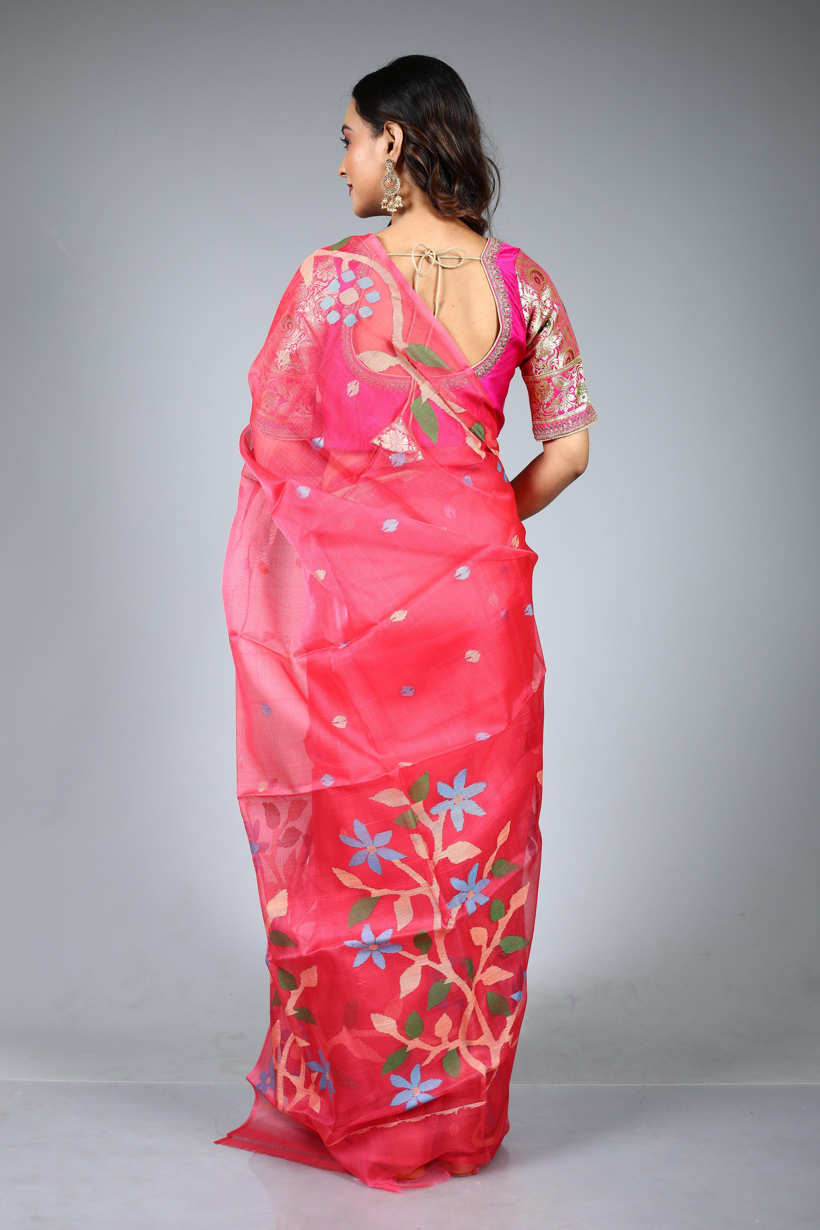 Pink Pure Muslin Saree