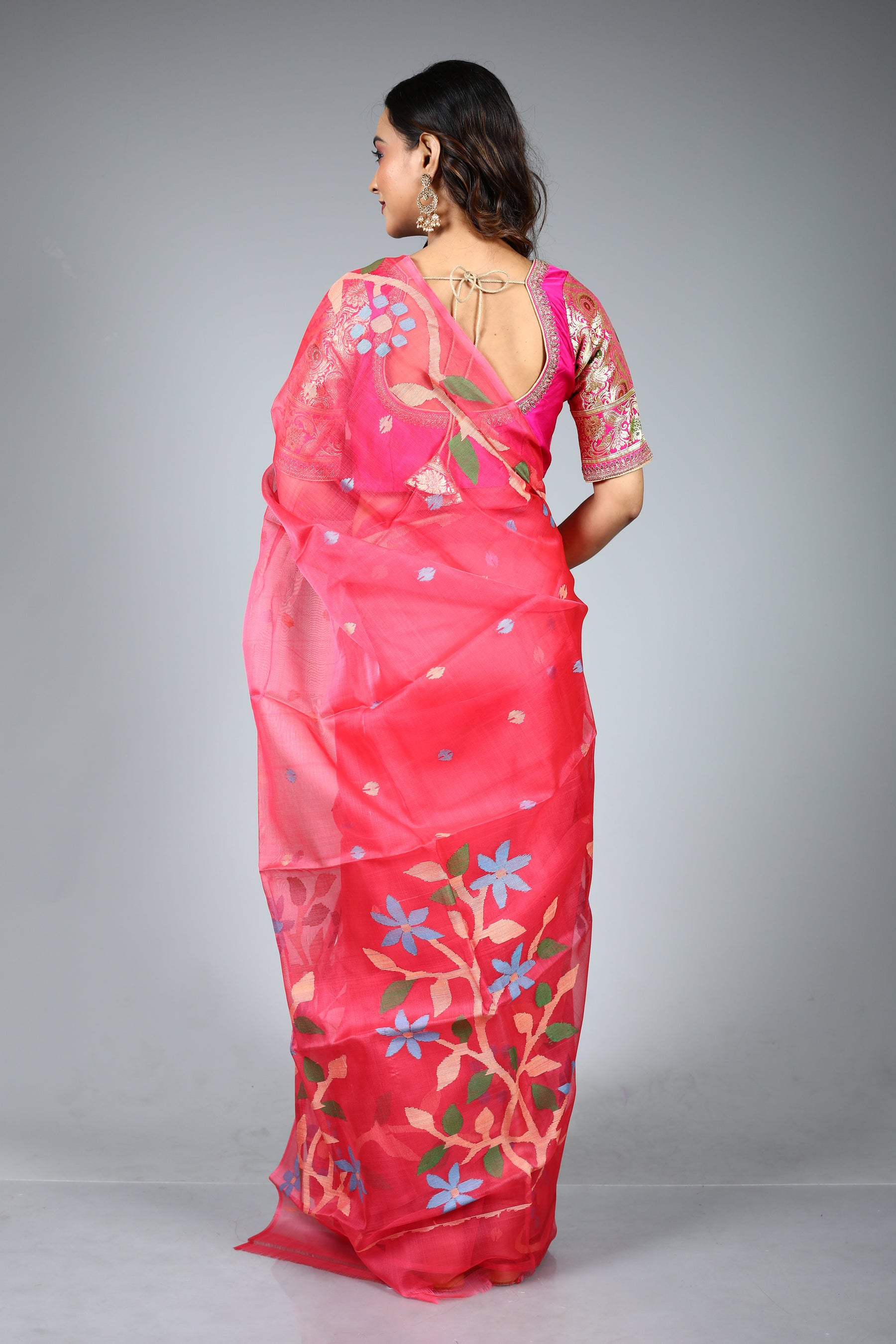 Pink Pure Muslin Saree