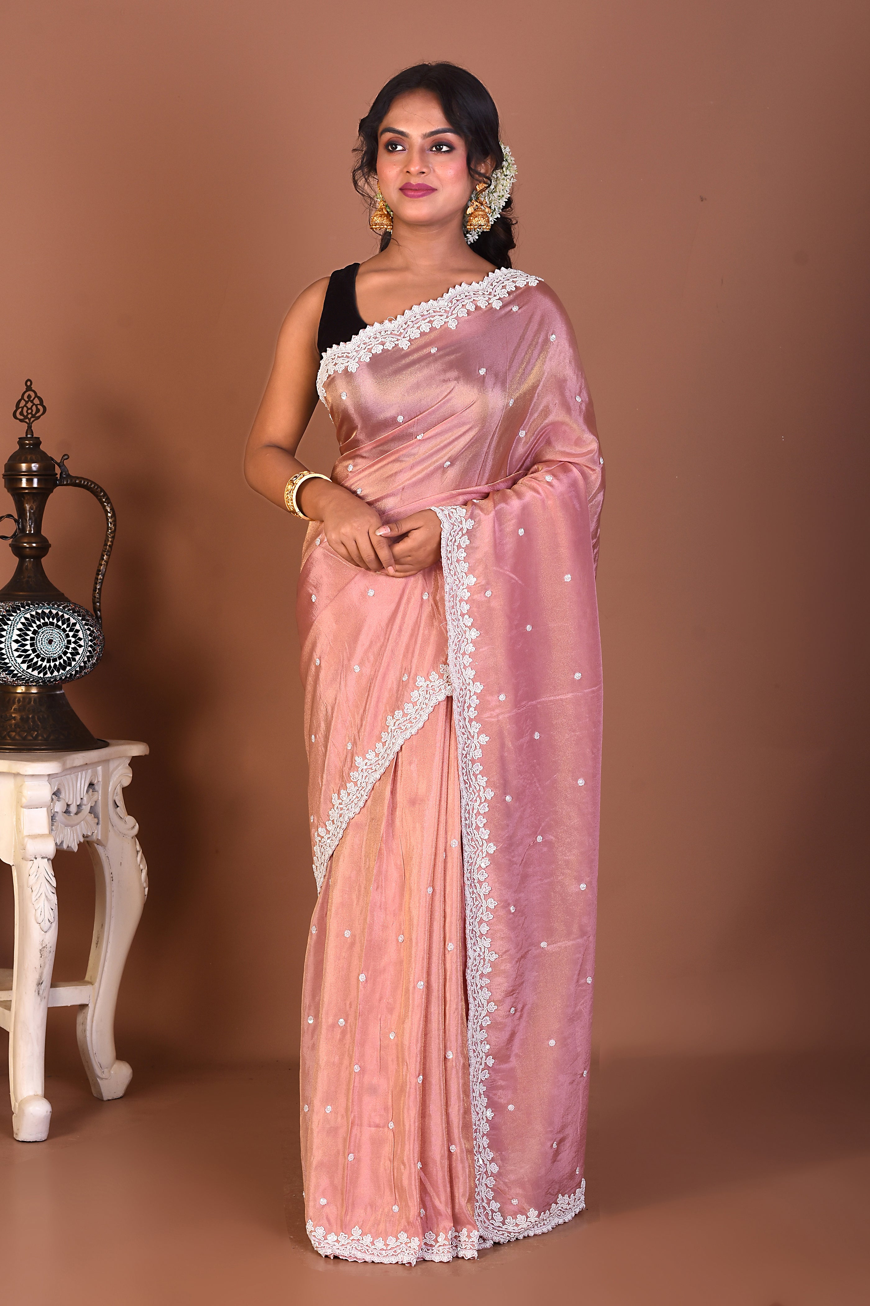 Peach Jimmy Choo Saree - Keya Seth Exclusive
