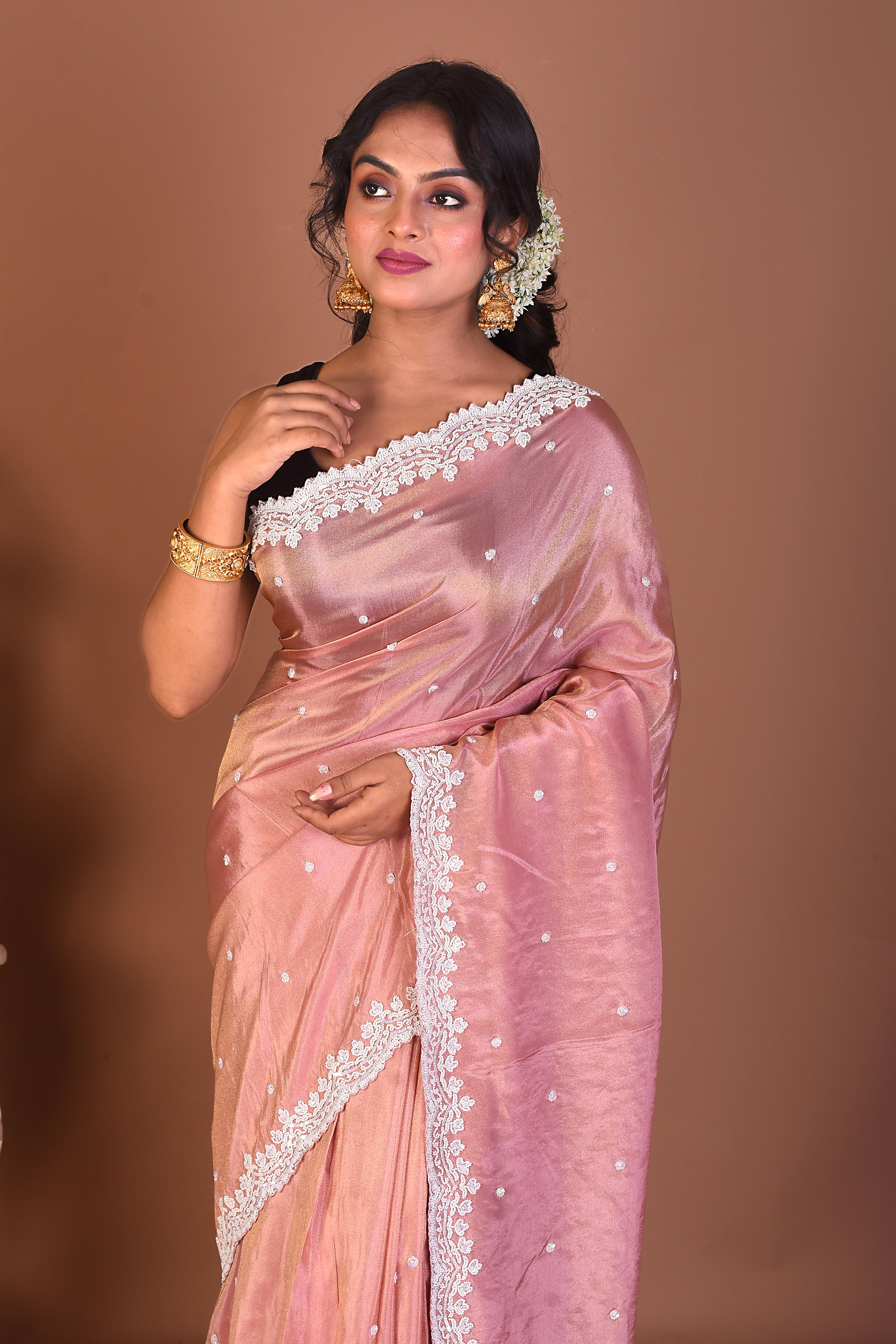 Peach Jimmy Choo Saree - Keya Seth Exclusive