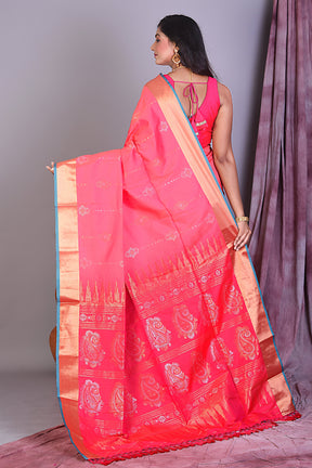 Pink Blended Silk Saree with Golden Zari - Keya Seth Exclusive