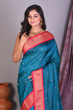 Rama Green Blended Paithani Saree with Zari Work - Keya Seth Exclusive