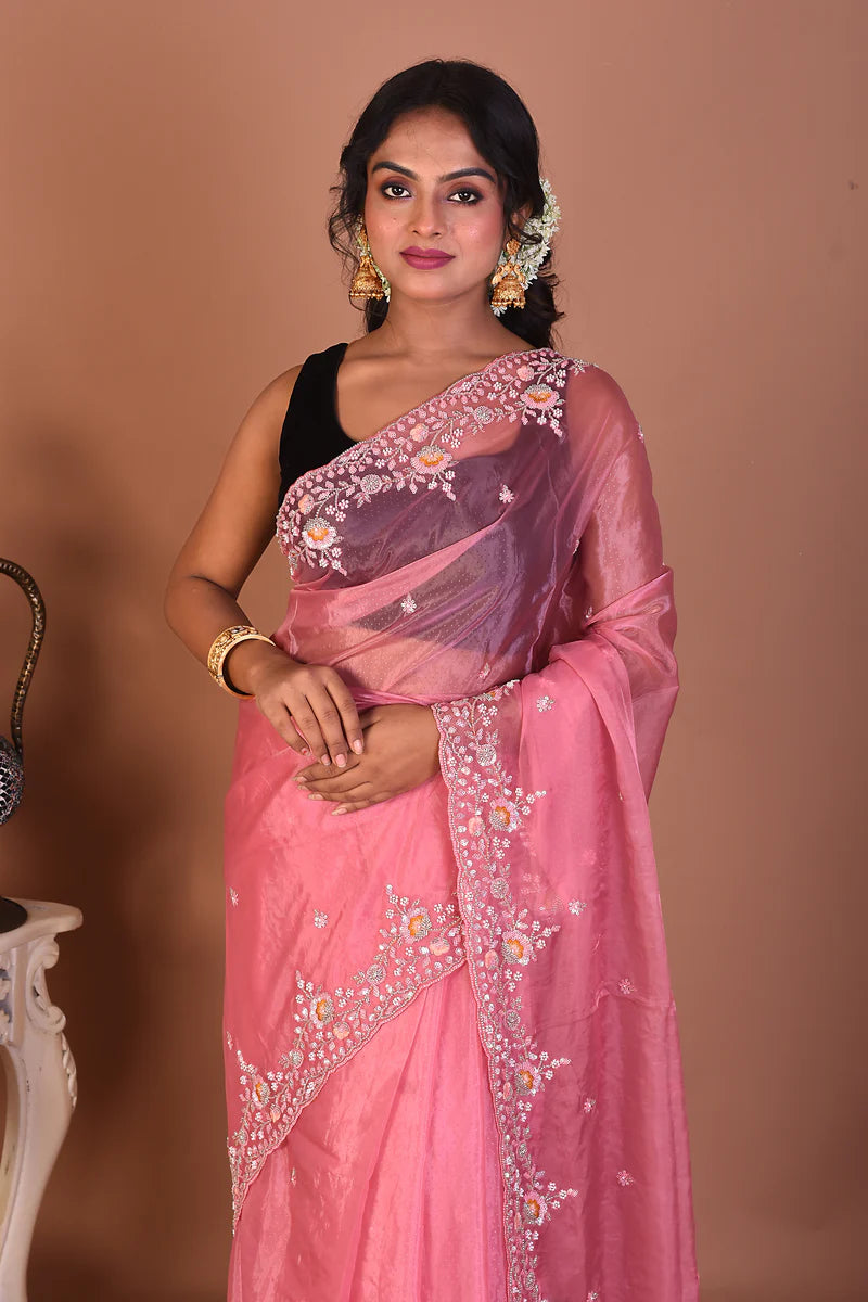 Peach Blended Jimmy Choo Saree - Keya Seth Exclusive