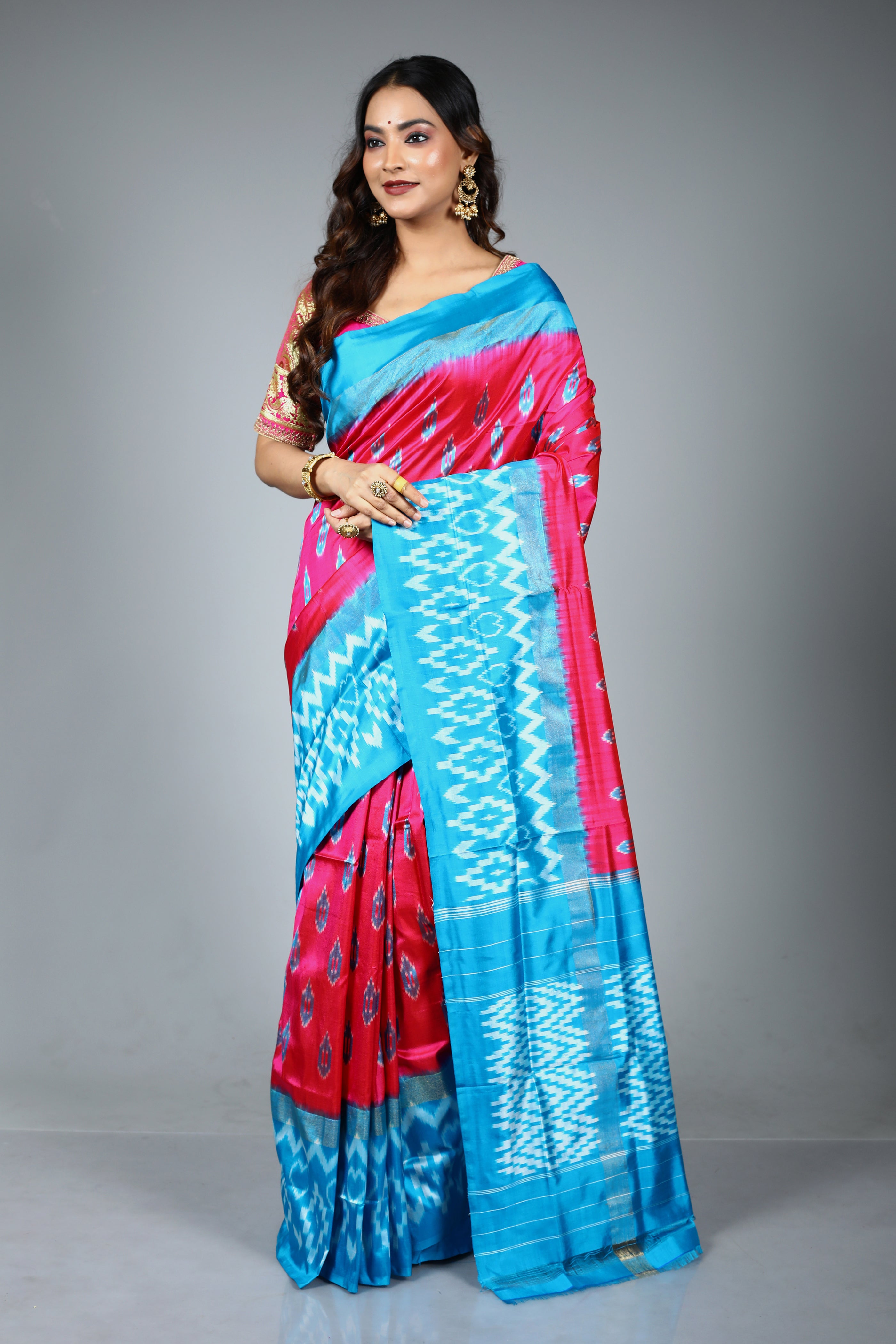 Pink Pure Ikkat Saree
