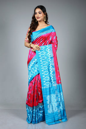 Pink Pure Ikkat Saree