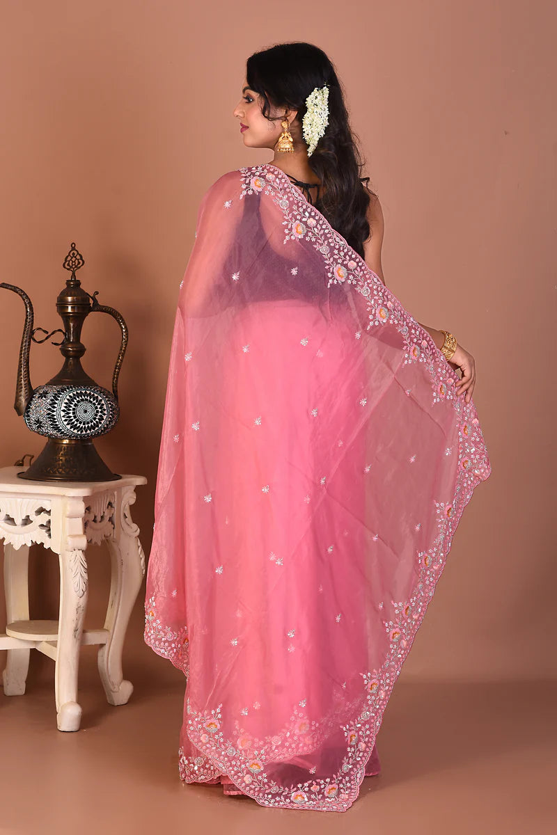 Peach Blended Jimmy Choo Saree - Keya Seth Exclusive