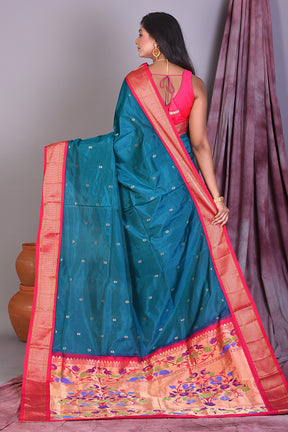 Rama Green Blended Paithani Saree with Zari Work - Keya Seth Exclusive