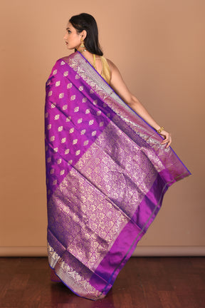 Violet Pure Katan Silk Saree with Blouse Piece - Keya Seth Exclusive