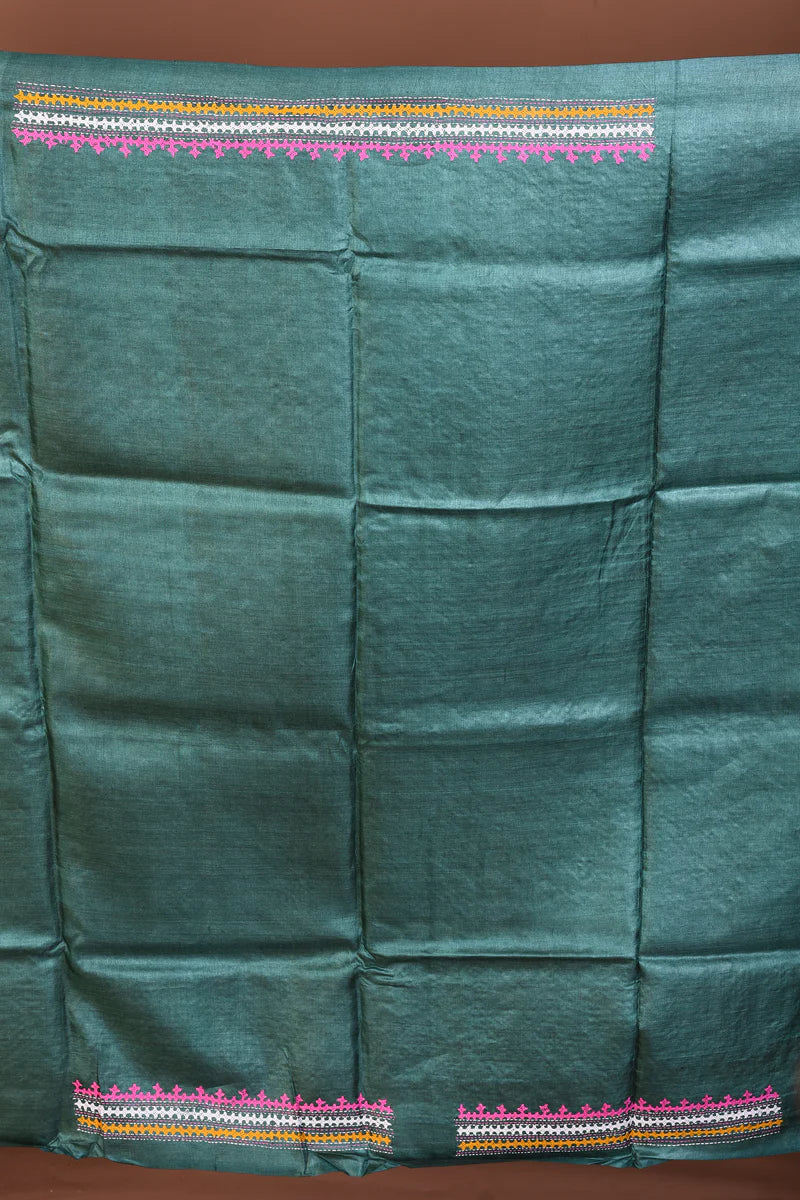Rama Green Pure Katha Stitch Saree - Keya Seth Exclusive