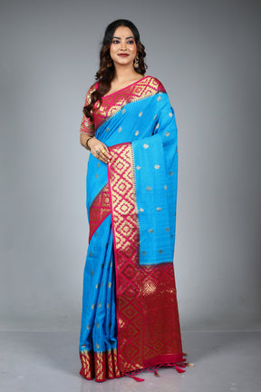 Blue Blended Matka Saree