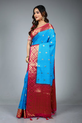 Blue Blended Matka Saree