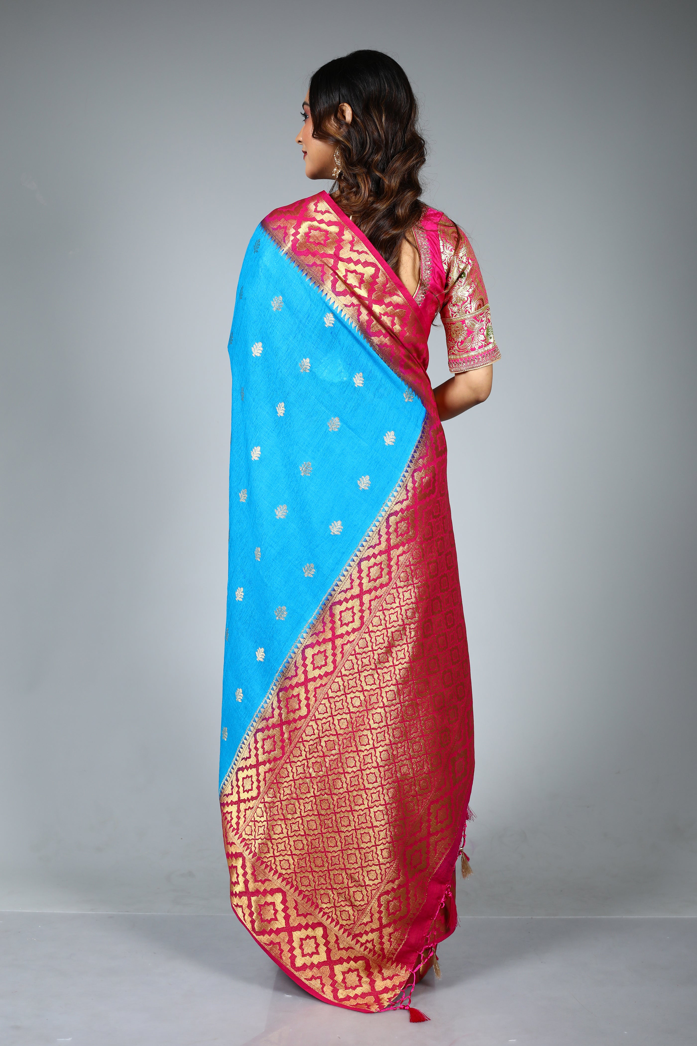Blue Blended Matka Saree