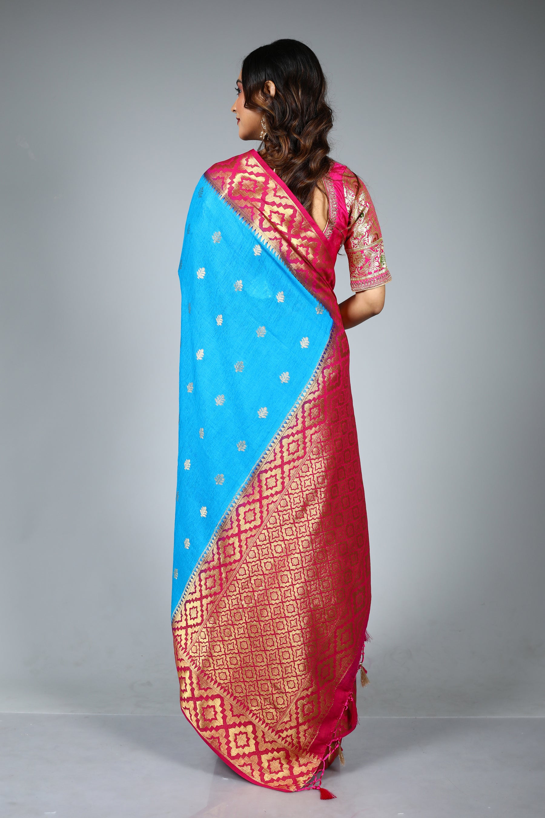 Blue Blended Matka Saree