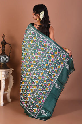 Rama Green Pure Katha Stitch Saree - Keya Seth Exclusive