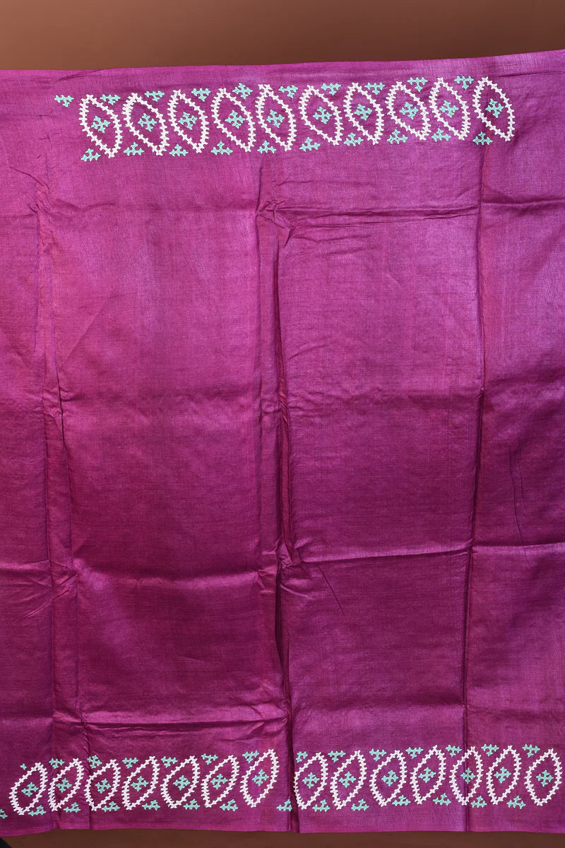 Grey Pure Katha Stitch Saree - Keya Seth Exclusive