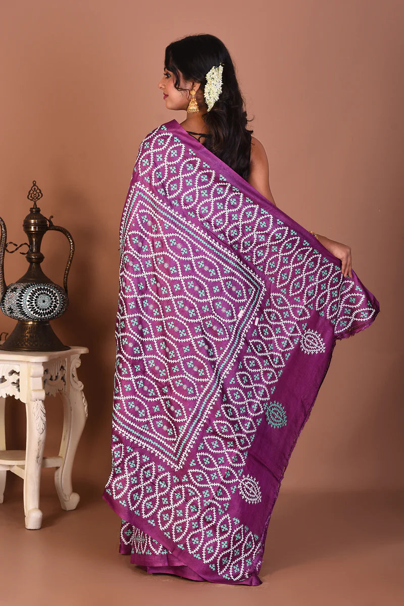 Grey Pure Katha Stitch Saree - Keya Seth Exclusive