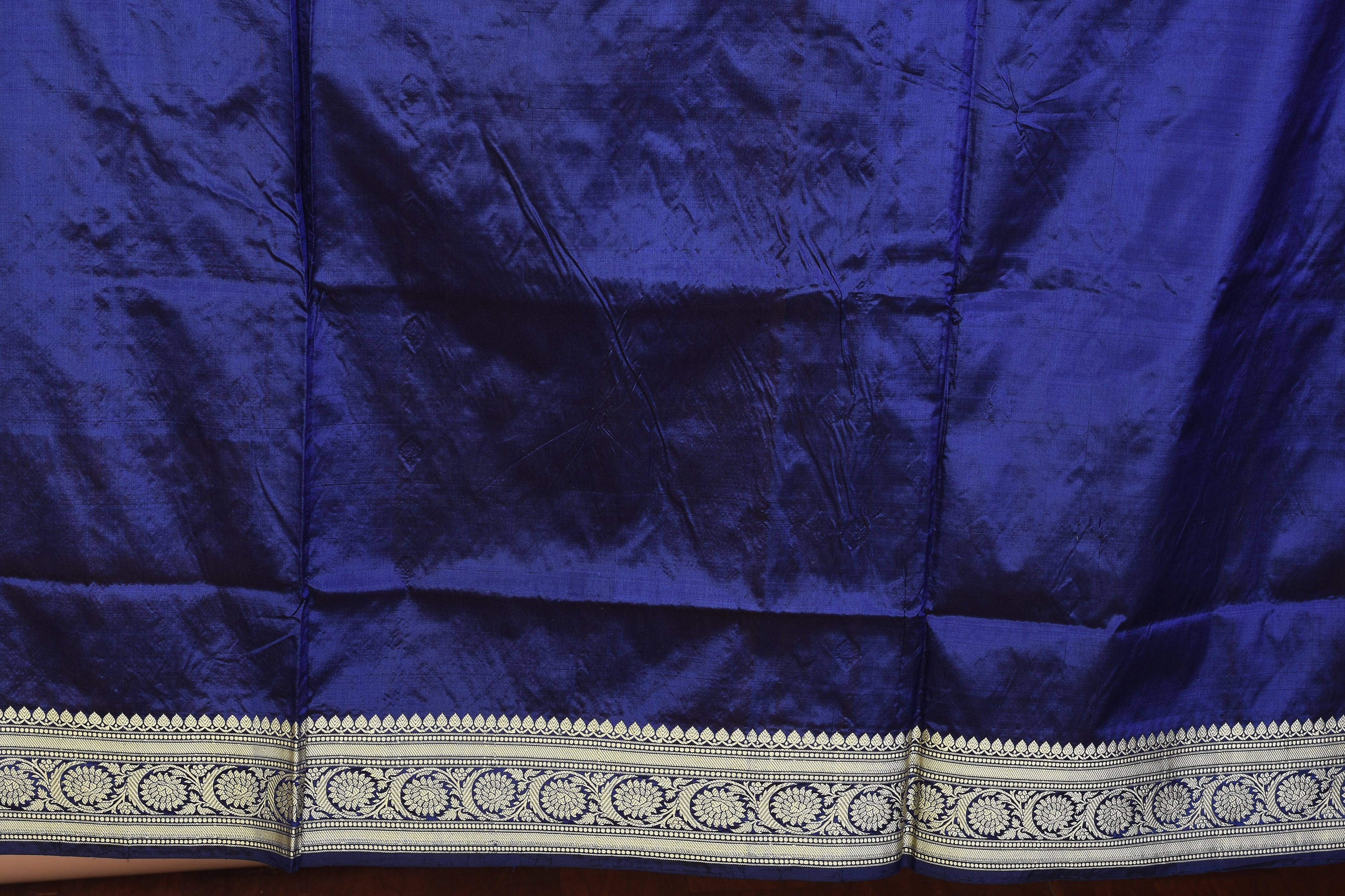 Navy Blue Pure Katan Silk Saree with Blouse Piece - Keya Seth Exclusive