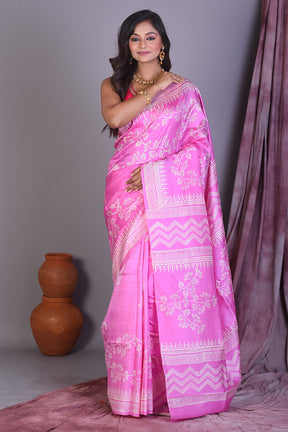 Light Pink Murshidabad Silk Saree - Keya Seth Exclusive