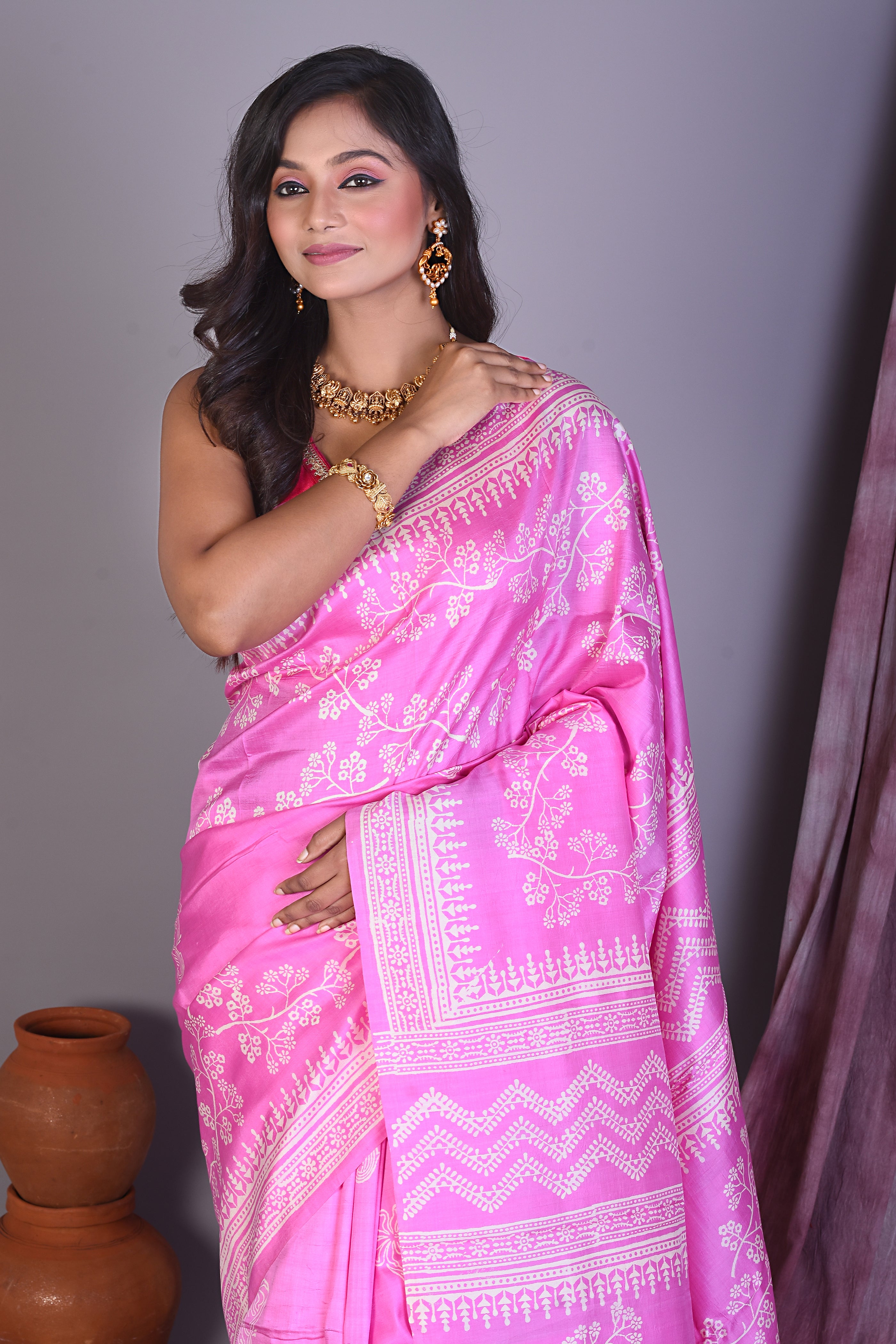 Light Pink Murshidabad Silk Saree - Keya Seth Exclusive