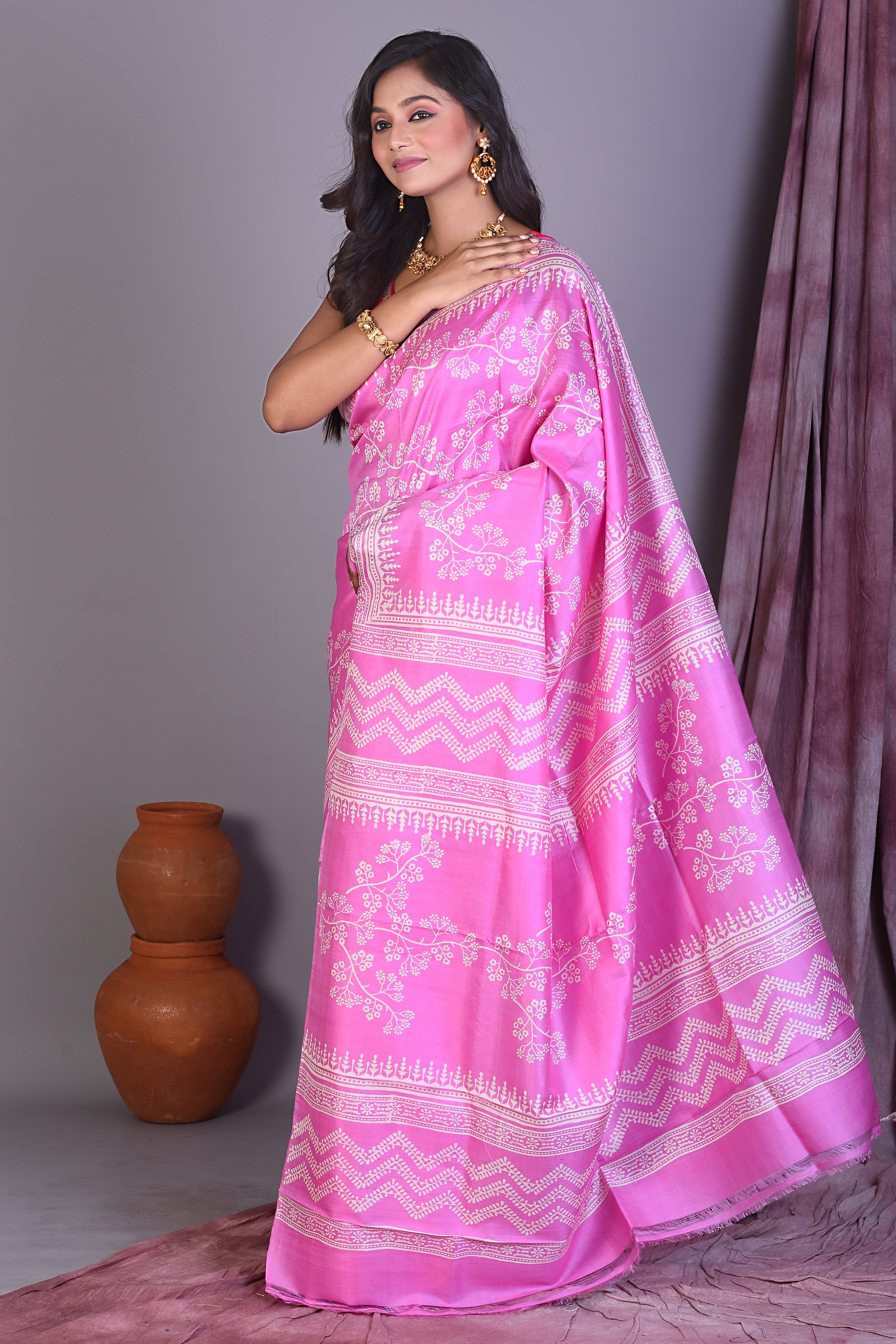 Light Pink Murshidabad Silk Saree - Keya Seth Exclusive