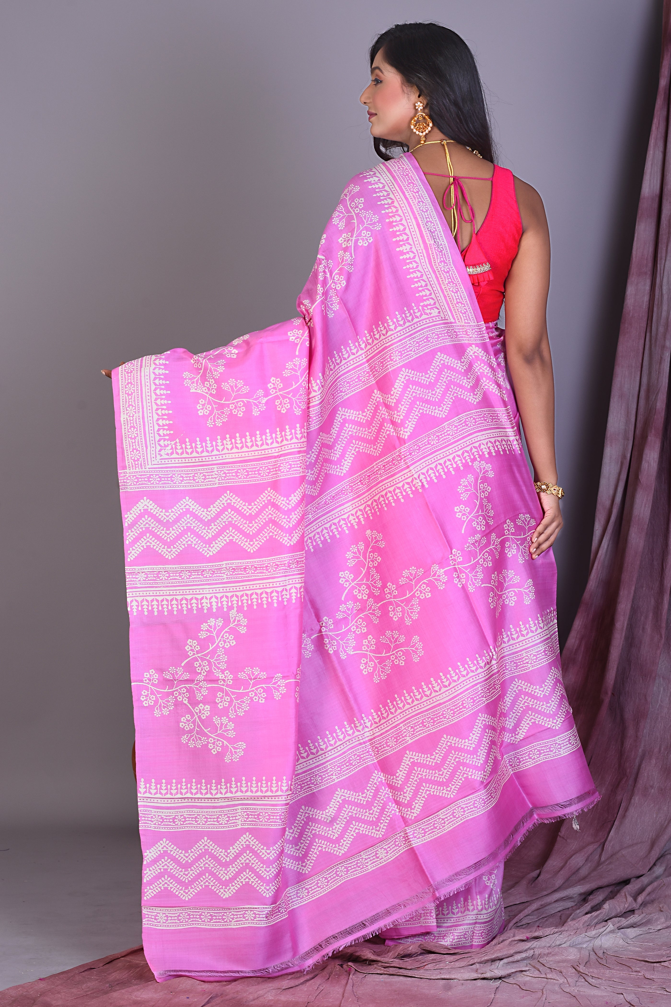 Light Pink Murshidabad Silk Saree - Keya Seth Exclusive