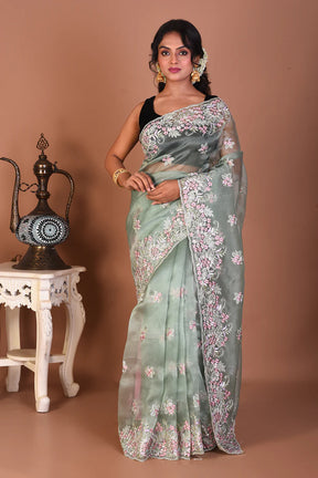 Pesta Green Blended Jimmy Choo Saree - Keya Seth Exclusive