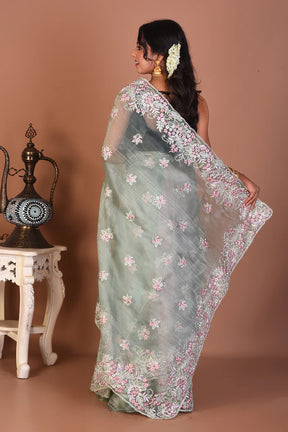 Pesta Green Blended Jimmy Choo Saree - Keya Seth Exclusive