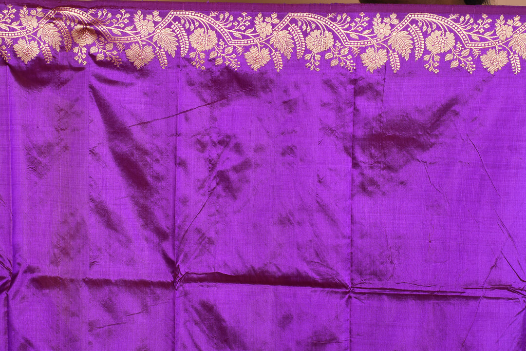 Purple Pure Katan Silk Saree with Blouse Piece - Keya Seth Exclusive