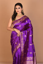 Load image into Gallery viewer, Purple Pure Katan Silk Saree with Blouse Piece - Keya Seth Exclusive
