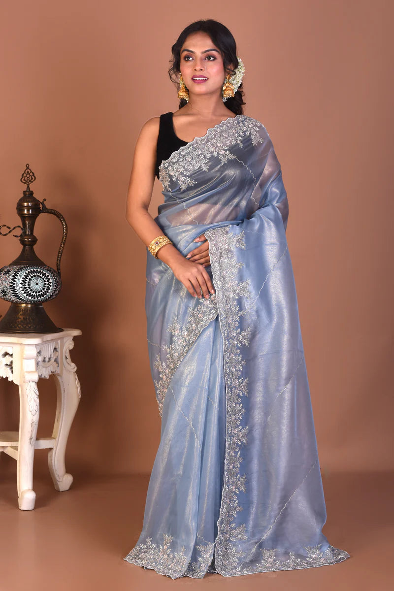 Light Blue Jimmy Choo Saree - Keya Seth Exclusive