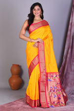 Load image into Gallery viewer, Yellow Blended Paithani Saree with Zari Work - Keya Seth Exclusive
