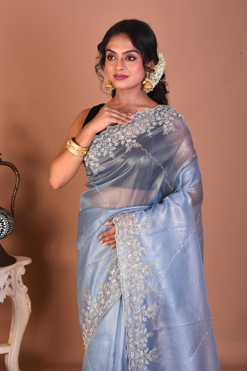 Light Blue Jimmy Choo Saree - Keya Seth Exclusive
