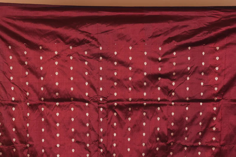 Wine Pure Katan Silk Saree with Blouse Piece - Keya Seth Exclusive