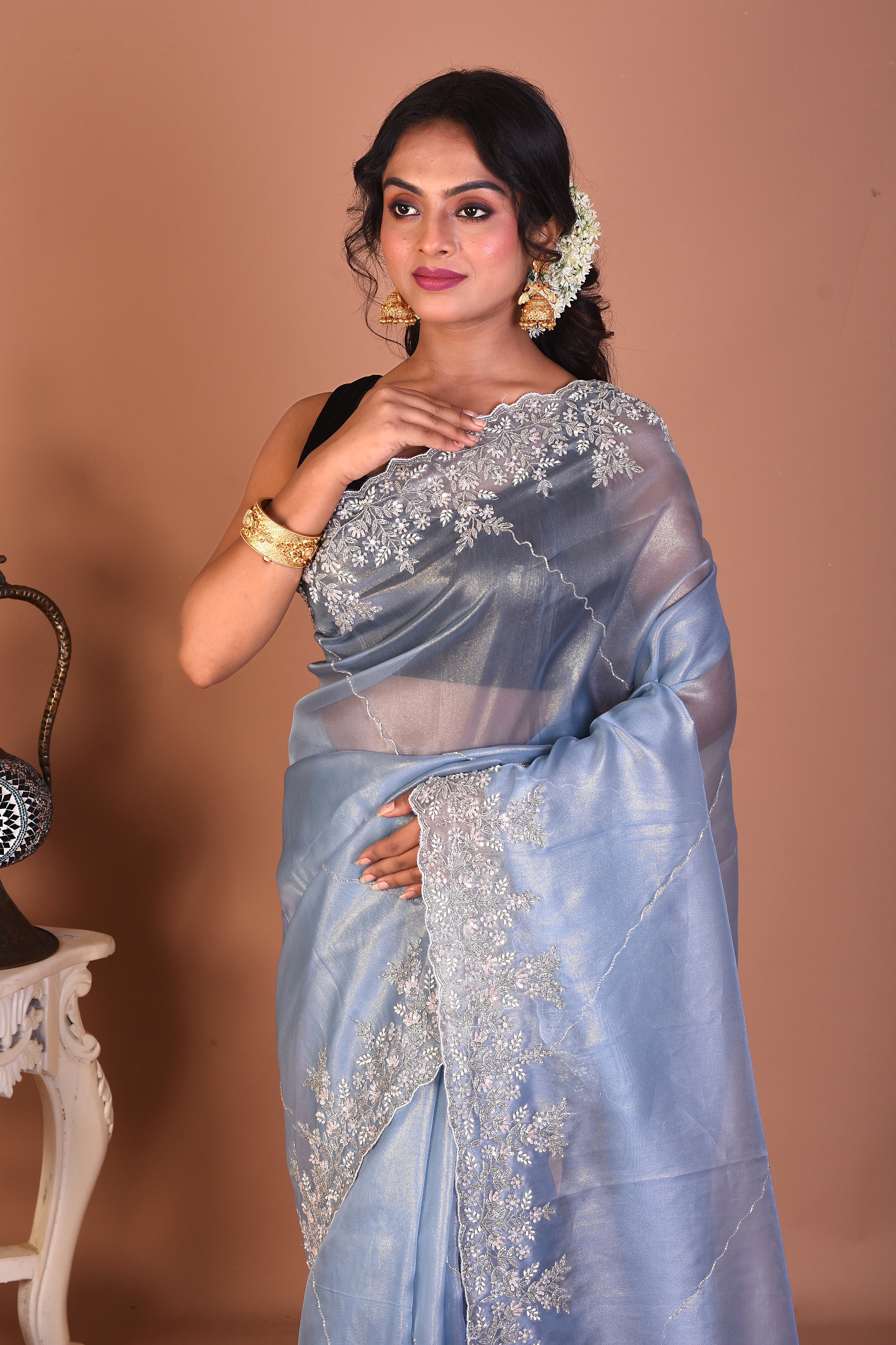 Light Blue Jimmy Choo Saree - Keya Seth Exclusive
