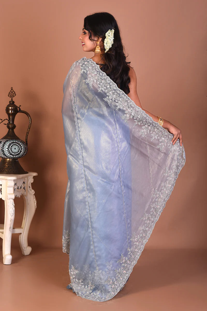 Light Blue Jimmy Choo Saree - Keya Seth Exclusive