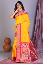 Load image into Gallery viewer, Yellow Blended Paithani Saree with Zari Work - Keya Seth Exclusive
