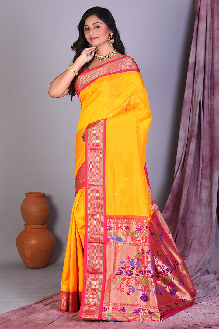 Yellow Blended Paithani Saree with Zari Work - Keya Seth Exclusive