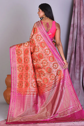 Orange Pashmina Saree with Thread work - Keya Seth Exclusive