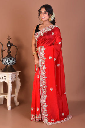Red Jimmy Choo Saree - Keya Seth Exclusive