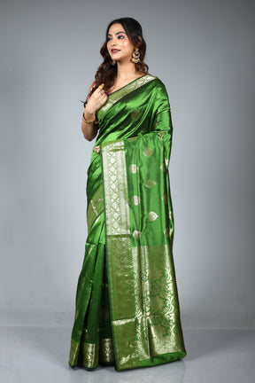 Olive Green Pure Katan Silk Saree