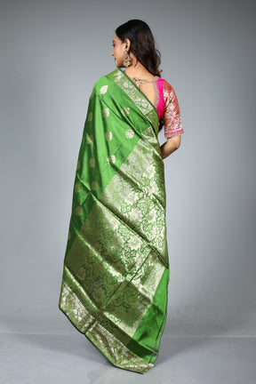 Olive Green Pure Katan Silk Saree