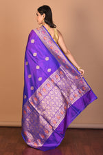 Load image into Gallery viewer, Purple Pure Katan Silk Saree with Blouse Piece - Keya Seth Exclusive
