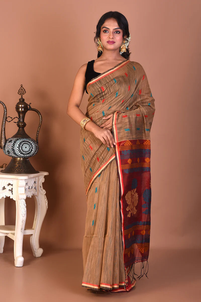 Brown Blended Handloom Saree - Keya Seth Exclusive