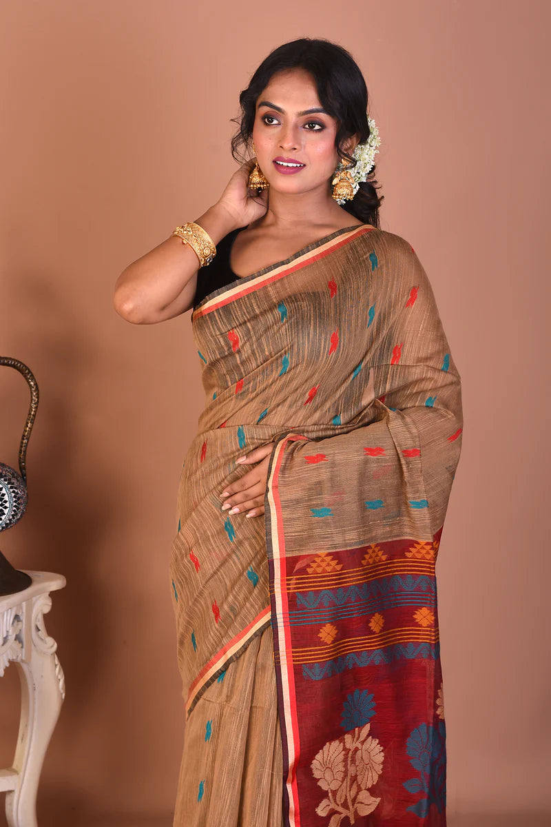 Brown Blended Handloom Saree - Keya Seth Exclusive