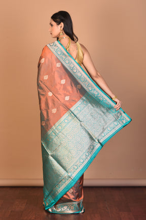 Rust Pure Katan Silk Saree with Blouse Piece - Keya Seth Exclusive