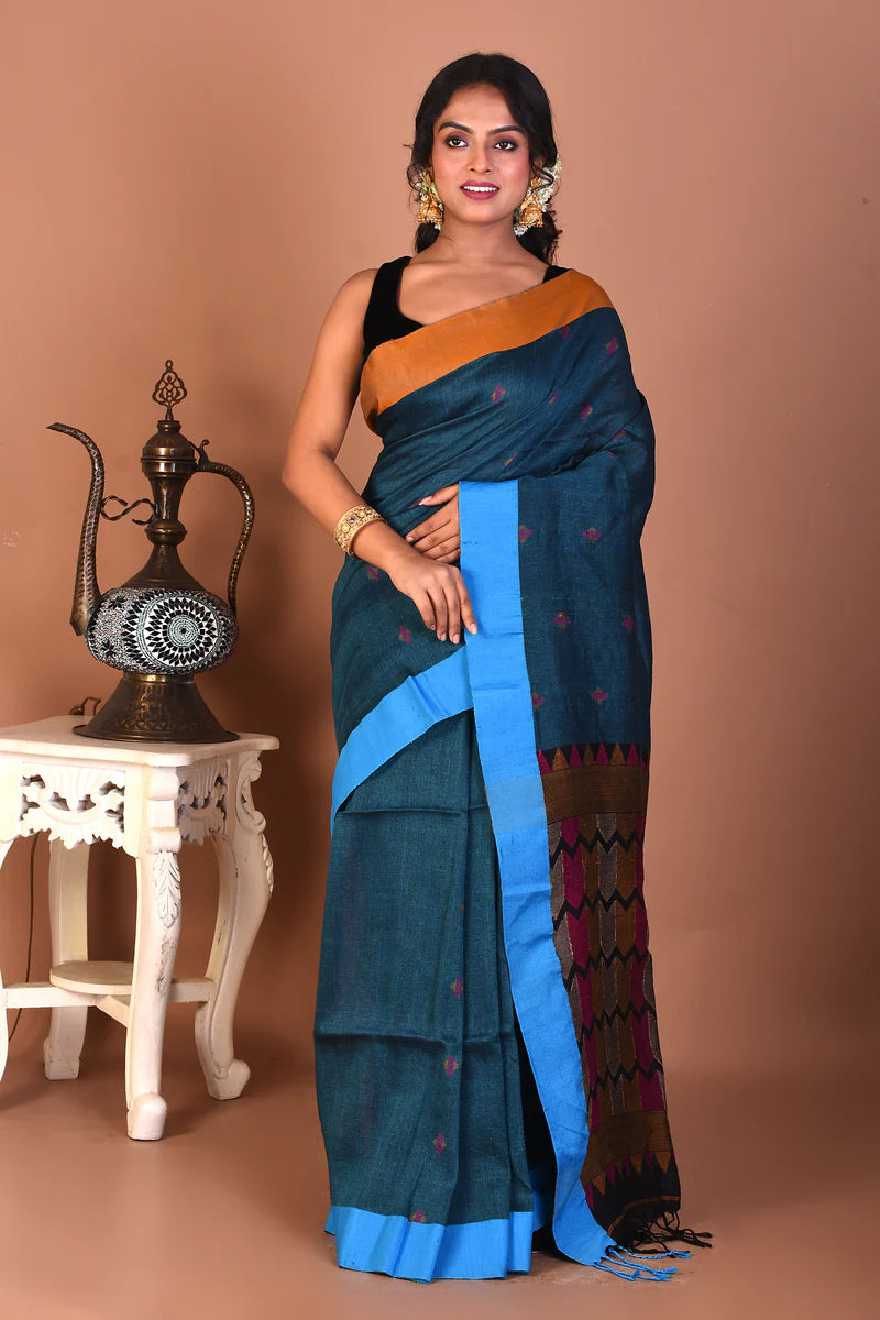 Blue Blended Handloom Saree - Keya Seth Exclusive