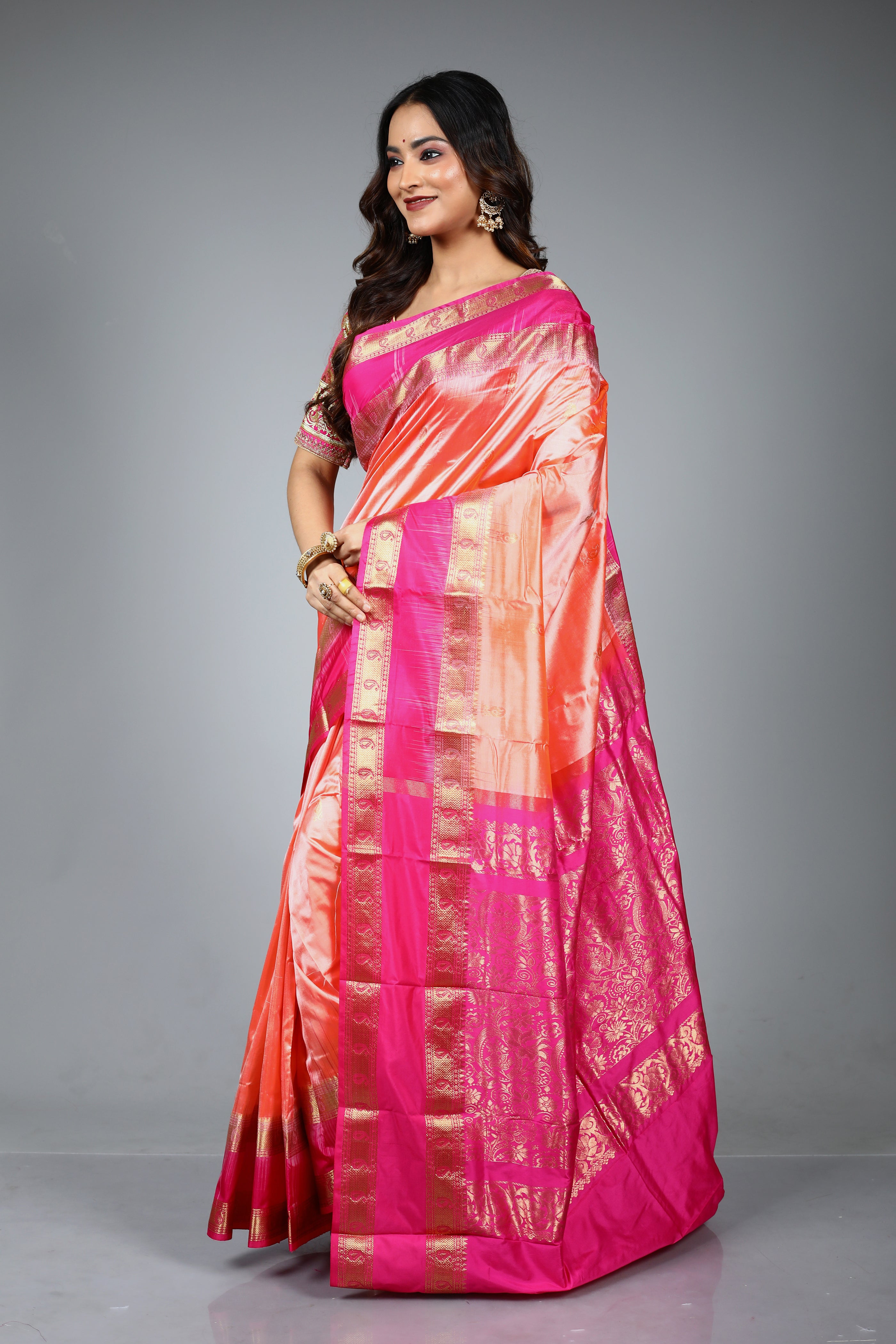 Peach Pure Kanjivaram Silk Saree