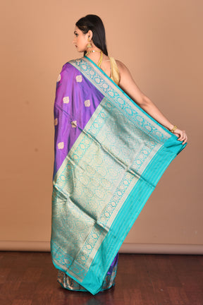 Purple Pure Katan Silk Saree with Blouse Piece - Keya Seth Exclusive